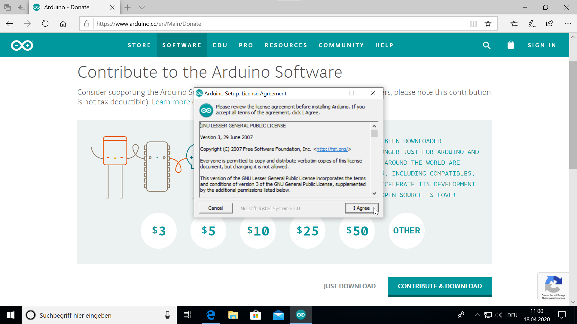 Arduino IDE Lizenzbedingungen